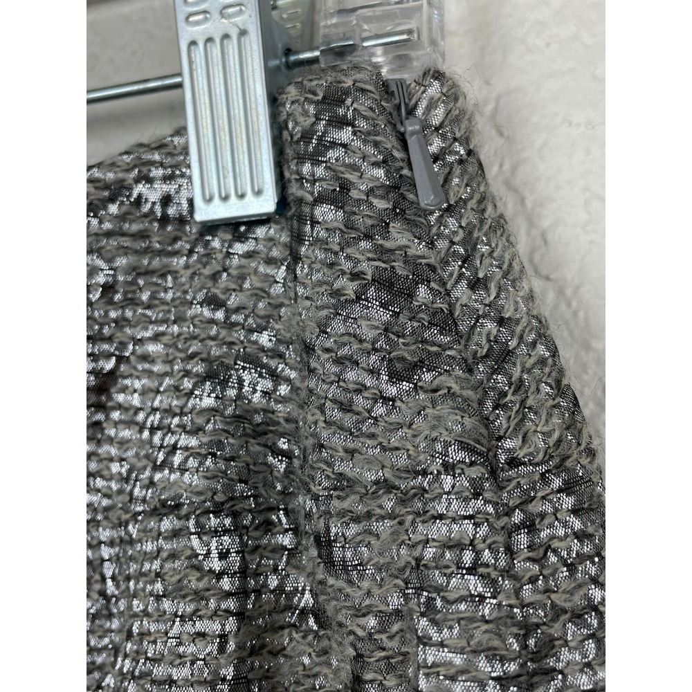 Lafayette 148 Pencil Skirt Womens 6 Silver Textured Shimmer Alpaca‎ Wool Lined - Picture 3 of 11